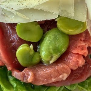 Vitello Crudi with Favas and Parm