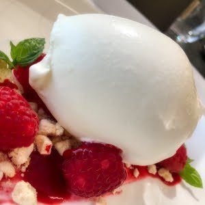 Osteria Veglio Fiore de Latte Gelato with Fresh Berries and Mint